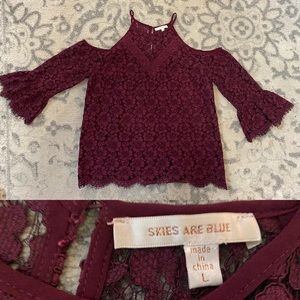 Women’s Size L Burgundy lace Top